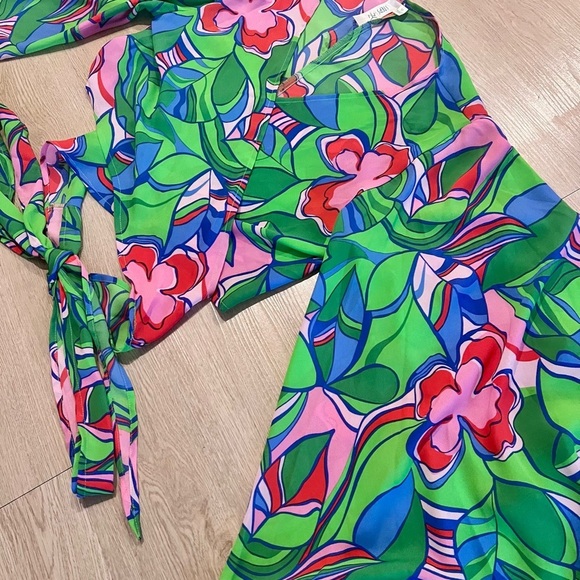 Floral Wrap Top with Bell Sleeves - Picture 11 of 14